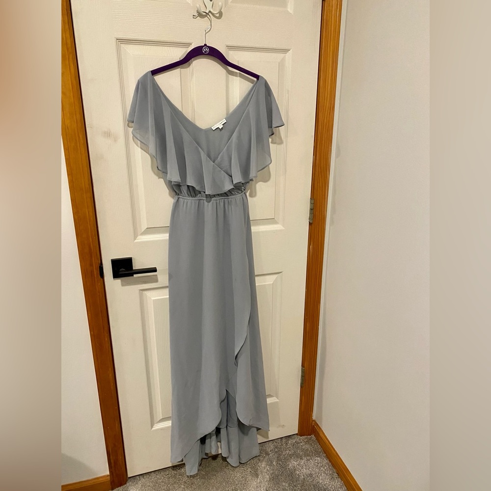 Baltic Born Katya Ruffle Maxi Dress - Light Blue - size S